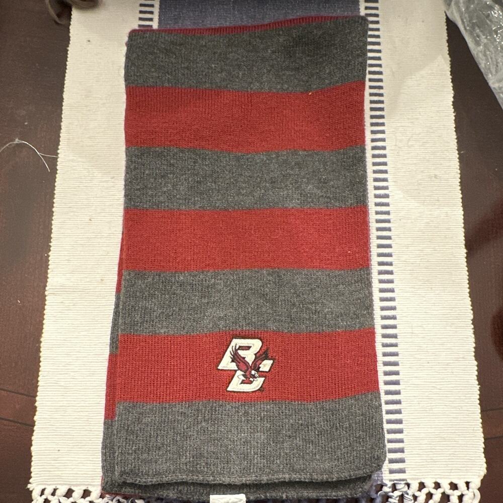 Logofit Boston College Eagles Gray Red Striped Knit Scarf One Size